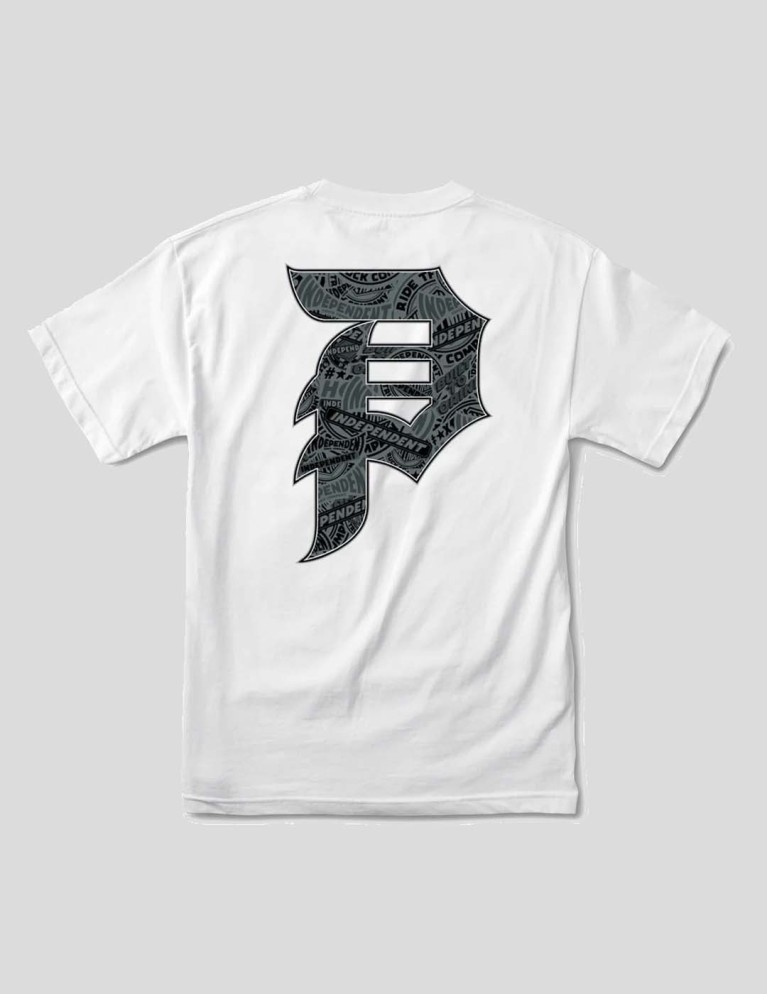 T-shirt PRIMITIVE x independent stickers dirty p tee white